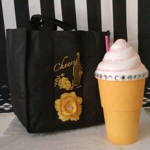 Cheers wine tote and Ice cream drink cup